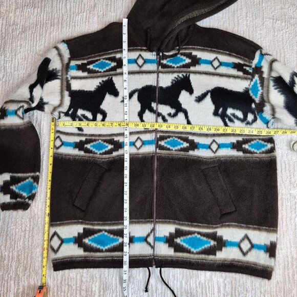 Earth Ragz Southwestern Horse Print Fuzzy Full Zip Hoodie  Size XL - Picture 14 of 14